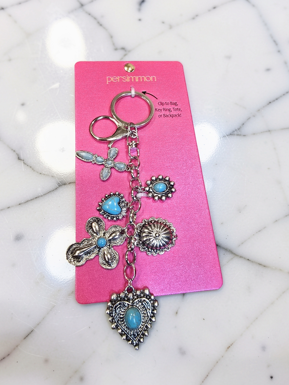 Persimmon Southwestern Turquoise Multi-Charm Bag Charm Keychain